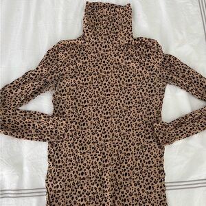 J. Crew Leopard Print Tissue Turtleneck Top